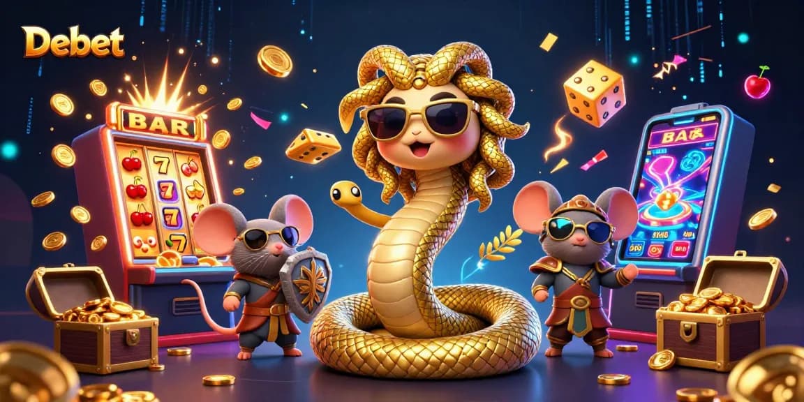 Experience the thrilling adventures with Debet, featuring a friendly Medusa and casino excitement.