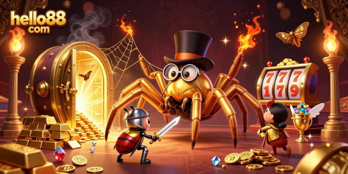 Experience thrilling wins with hello88 com at a dazzling casino scene featuring vibrant characters.