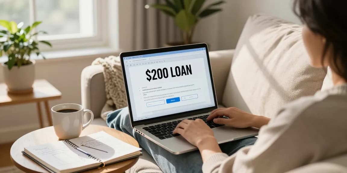 Finding an online $200 loan with ease in a cozy living room.