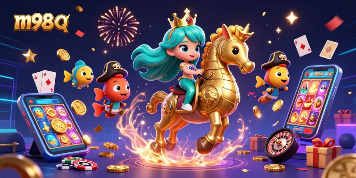 Experience vibrant action with the m98 q gaming scene, featuring a mermaid princess and rich casino elements.