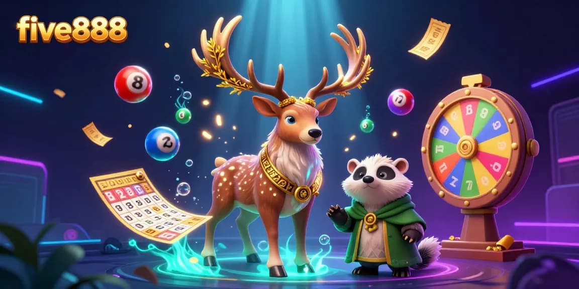 Engage with five888 as luck and fortune collide in a vibrant 3D casino fantasy scene.
