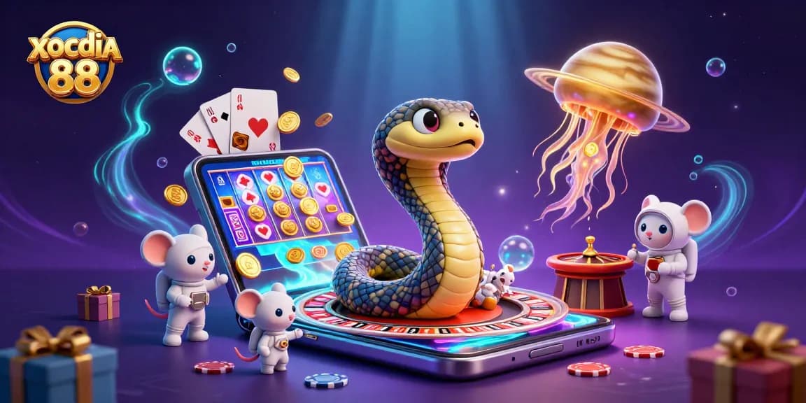 Xocdia 88 offers an exciting gambling experience as astronaut mice bet on a cosmic roulette wheel.