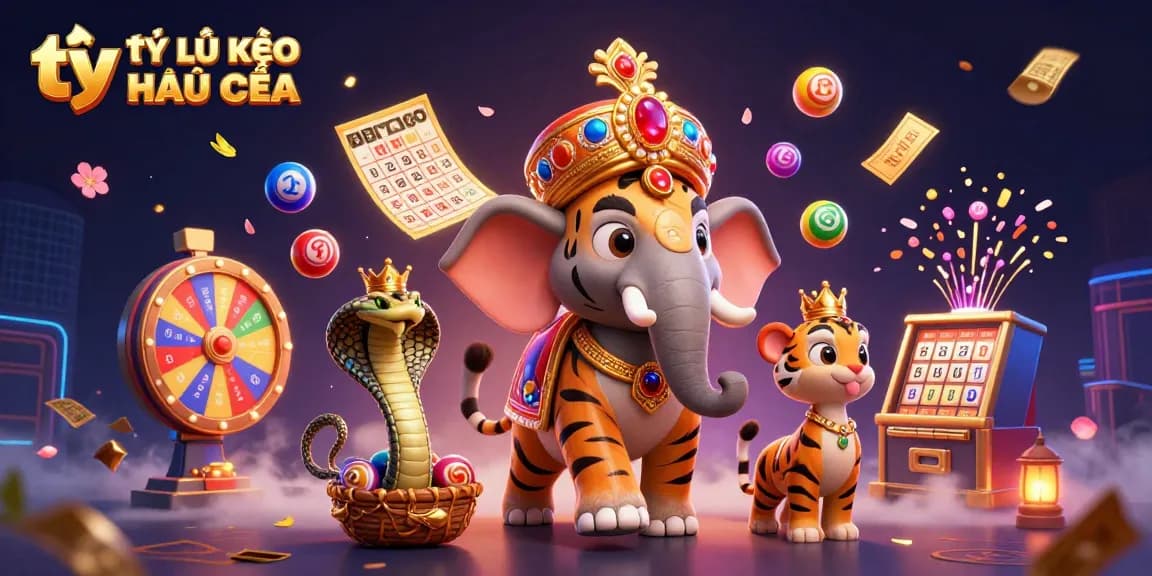 Experience the excitement of tỷ lệ kèo nhà cái as vibrant lottery elements and a majestic maharaja create a thrilling betting atmosphere.