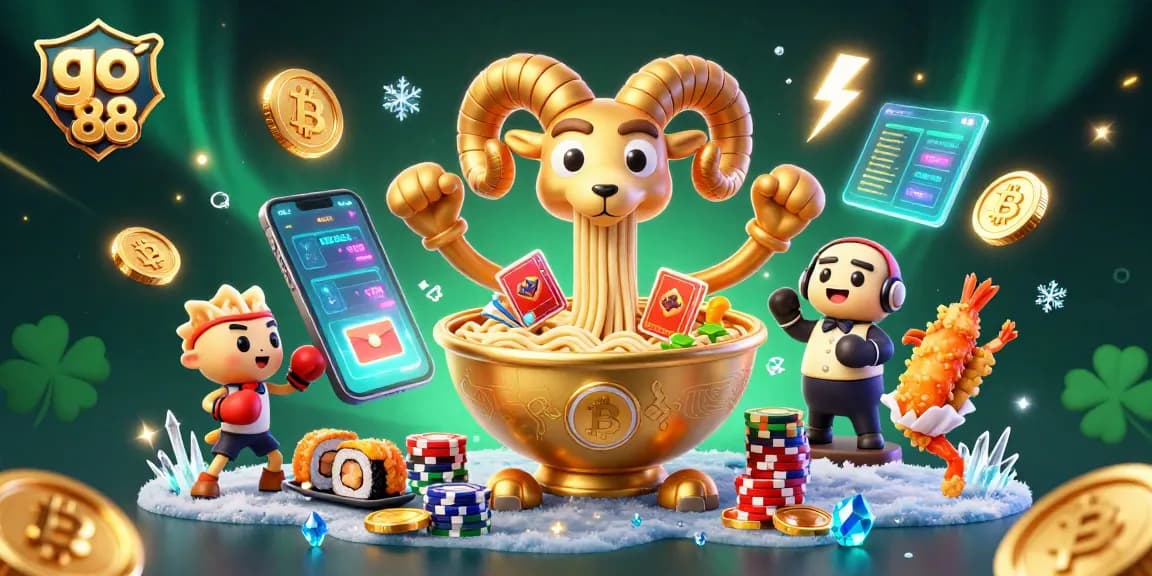 Experience the excitement of go 88 casino with festive characters and vibrant gaming elements.