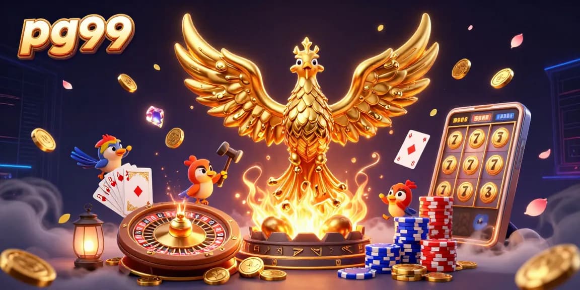 Engage in gaming excitement at pg99 with vibrant golden phoenix and casino elements