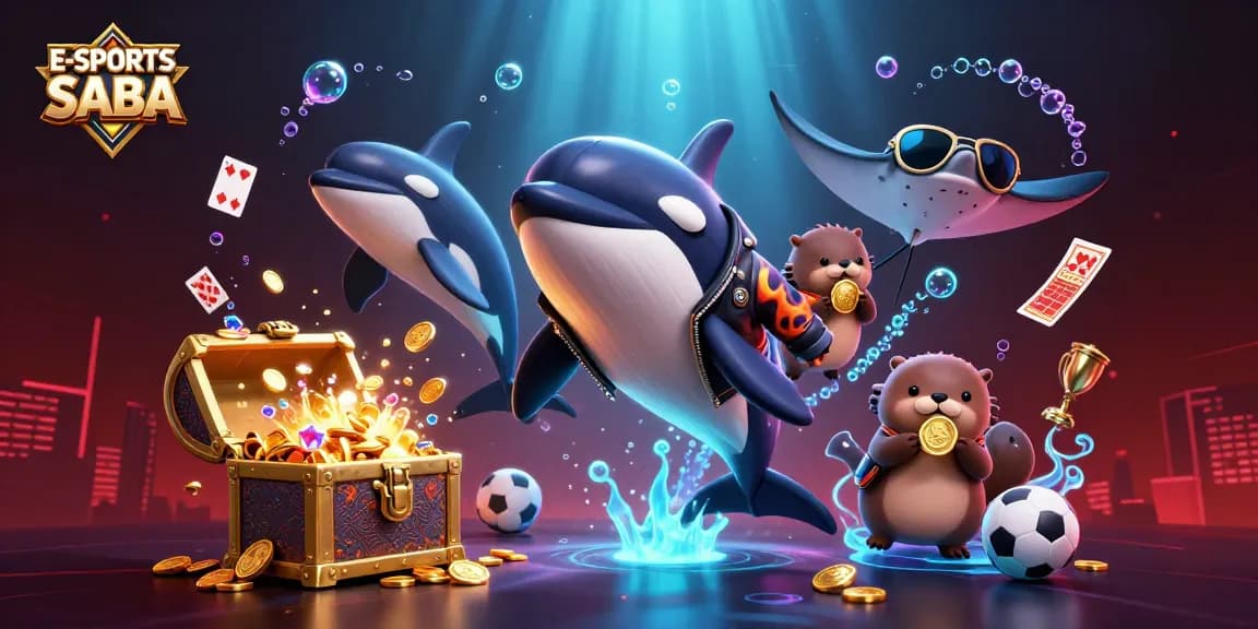 E-SPORTS SABA showcases thrilling esports action with dynamic characters amidst vibrant gaming elements.