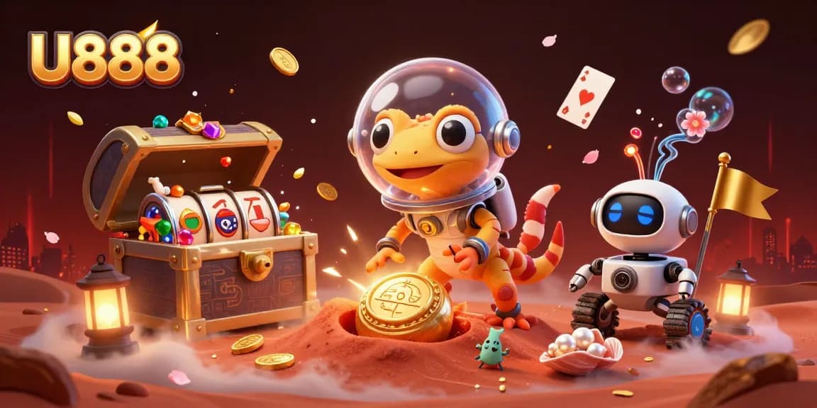 Experience excitement with U888 as the Martian gecko uncovers a golden casino treasure!