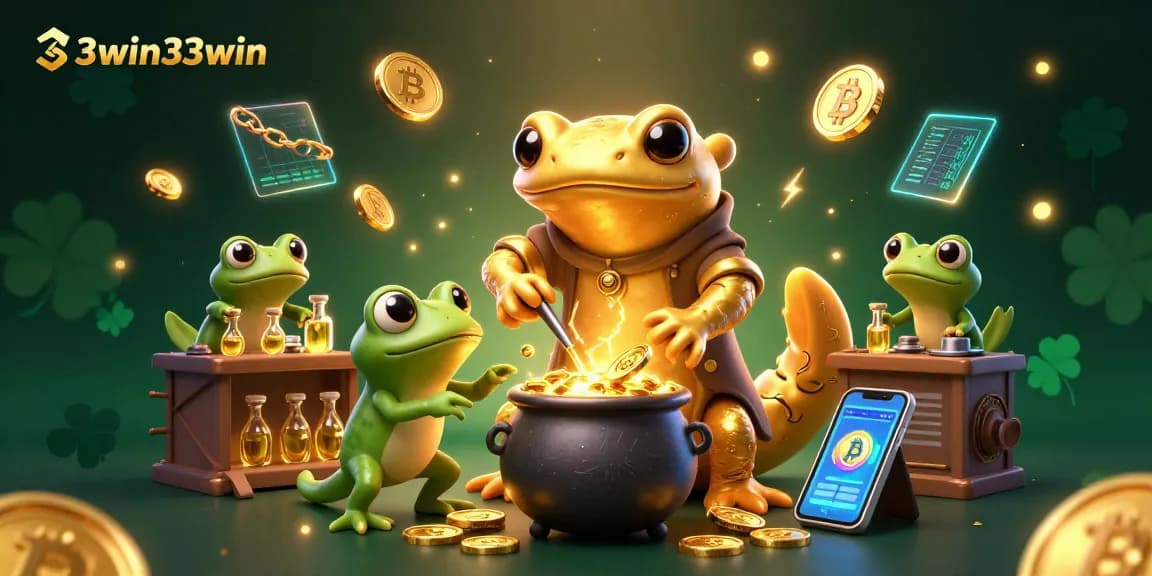 Engage in big wins at 33win33win with our captivating gold-themed 3D casino illustration featuring a unique alchemist scene.