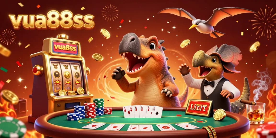 Catch golden jackpot coins with a pachycephalosaurus at vua88sss casino, amidst colorful poker action.