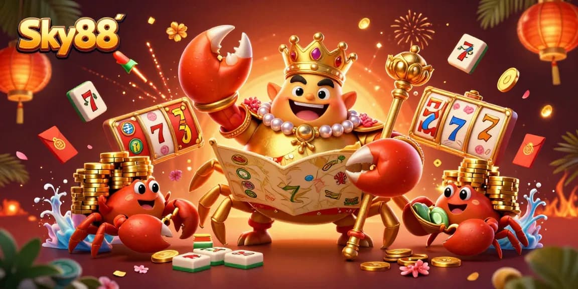 Engage in thrilling adventures at Sky88's vibrant gaming universe filled with slots and festive elements.