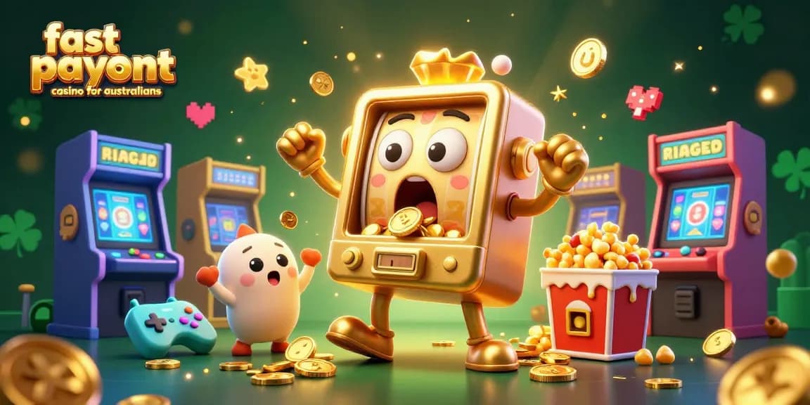 Experience the excitement at a fast payout casino for australians with animated slot machines and vibrant game elements.