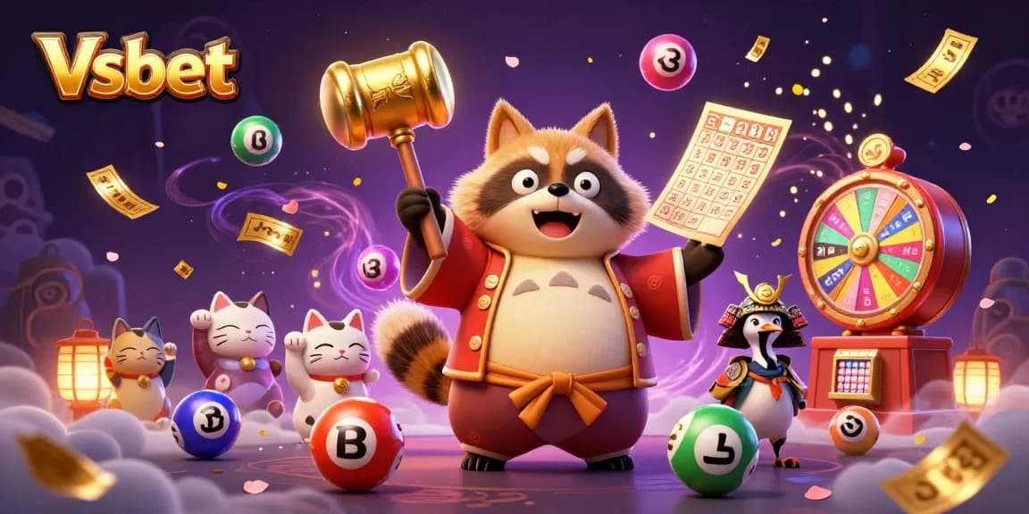 Win big with Vsbet in this lively 3D cartoon casino-themed illustration.