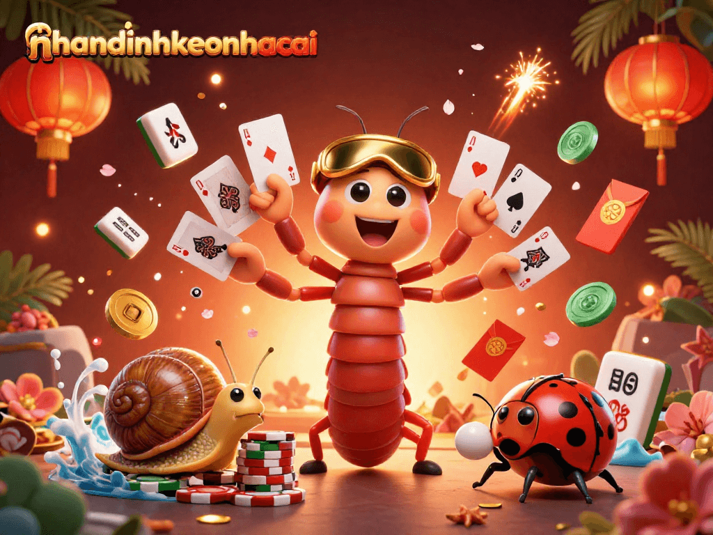 Engage with nhandinhkeonhacai's vibrant casino scene featuring a millipede dealer and high-roller snail.