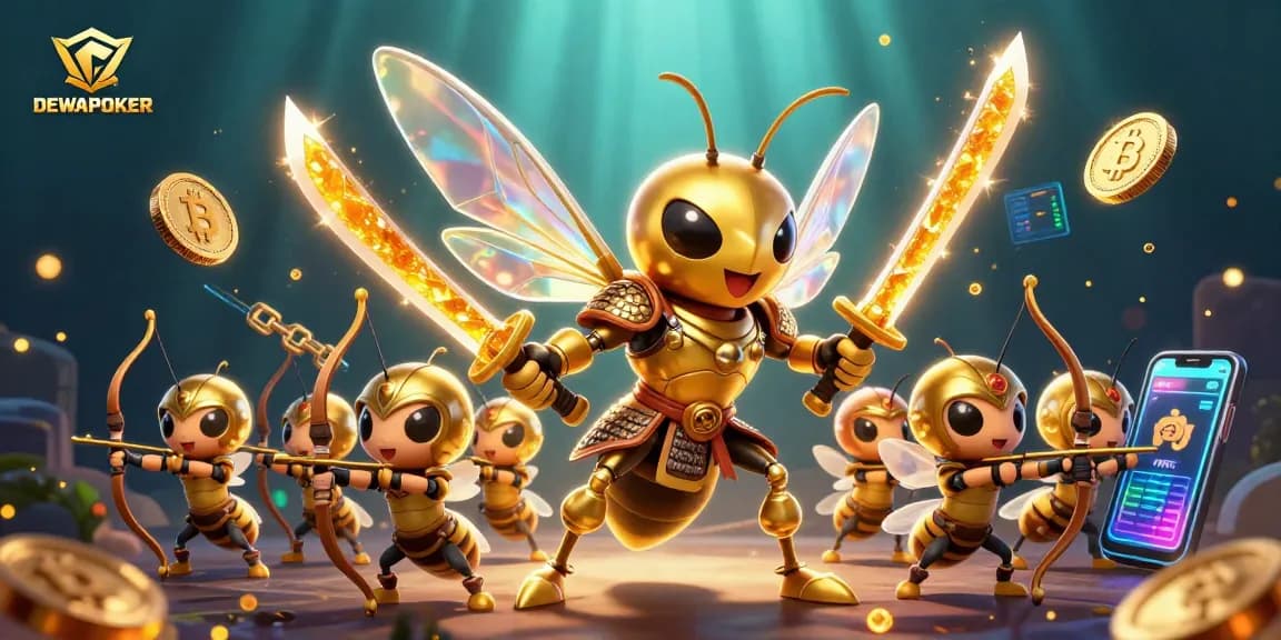 Join DEWAPOKER for an exciting poker adventure with vibrant, dynamic 3D characters and crypto elements.
