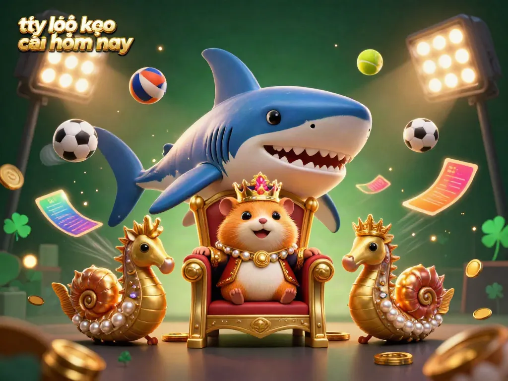 Experience the dynamic atmosphere of tỷ lệ kèo nhà cái hôm nay with a fierce hamster king on a megalodon throne.