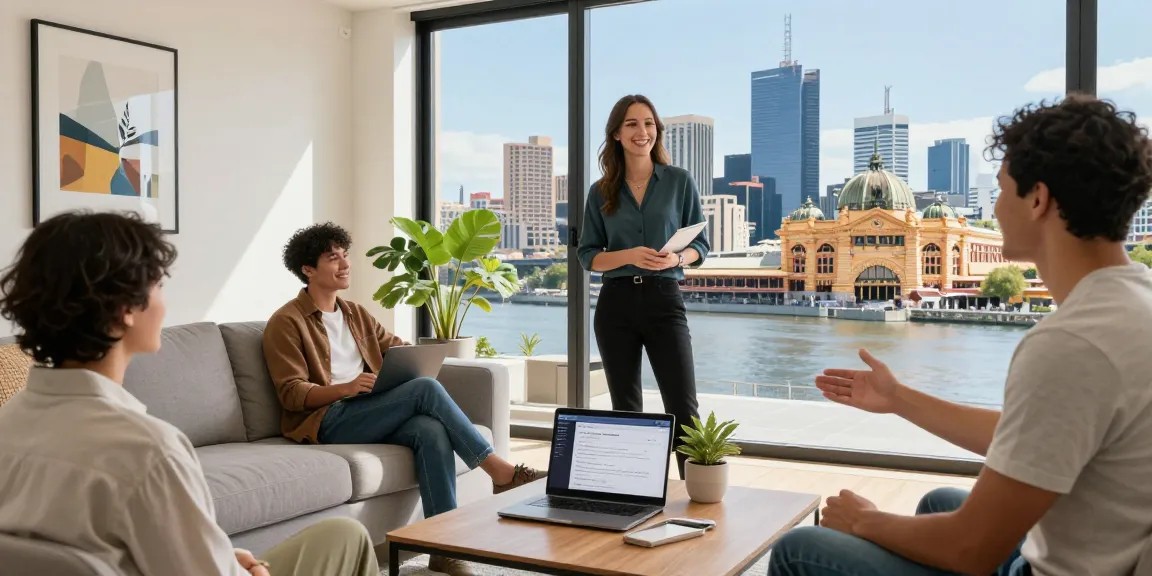 Melbourne Airbnb management showcasing a stylish rental apartment with a welcoming host and city views.