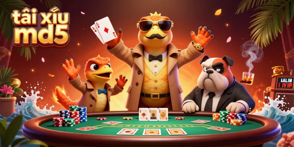 Watch raptors engaging with the thrilling tài xỉu md5 at a vibrant casino scene.