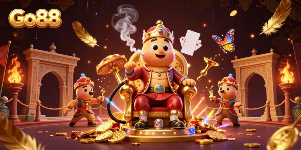 Experience Go88's exhilarating games at a vibrant online casino illustrated with immersive details.