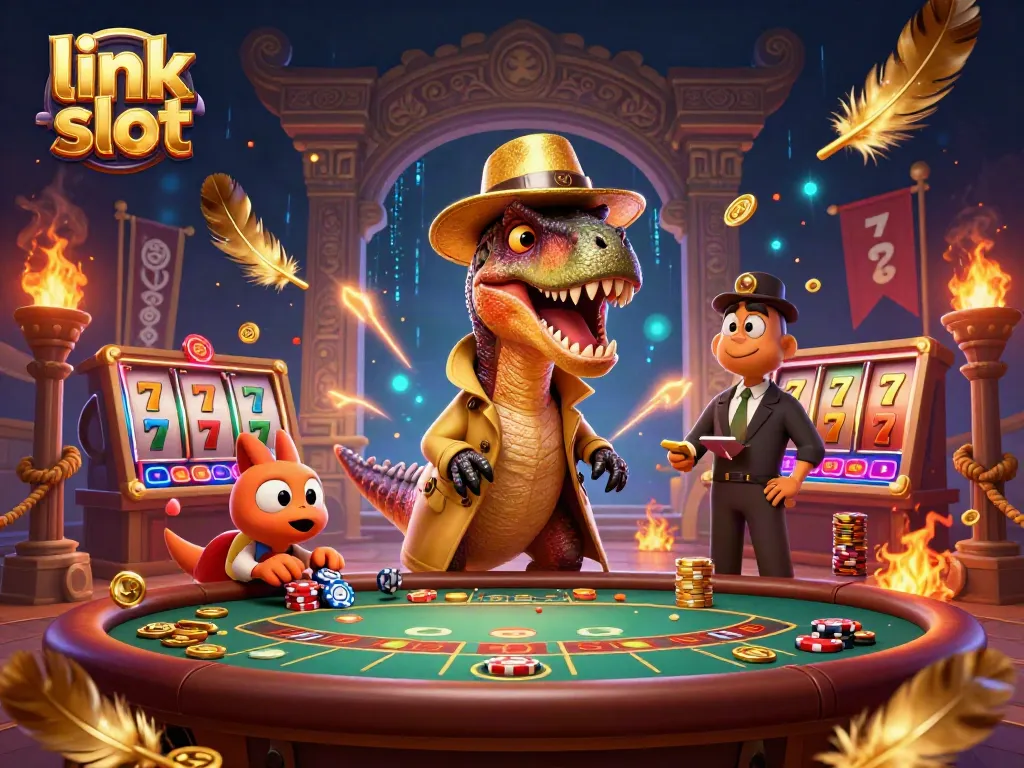 Experience thrilling action as the link slot reveals excitement at the casino with animated characters.