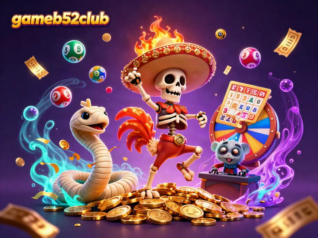 Experience the thrill of gaming at gameb52club with vibrant characters and lively winning elements.