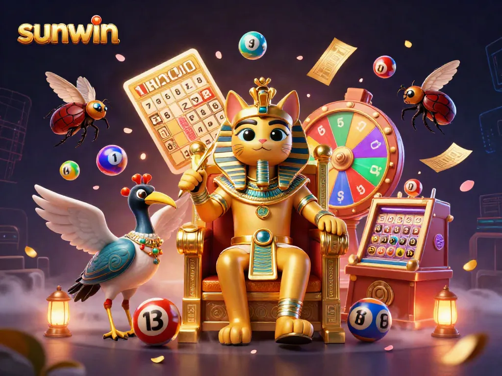 Engage in thrilling gameplay at Sunwin, featuring vibrant lottery elements and rich casino visuals.