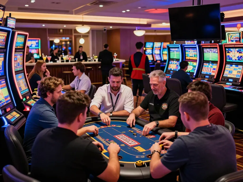 Engaged players enjoying new non GamStop casinos with exciting games and vibrant atmosphere.