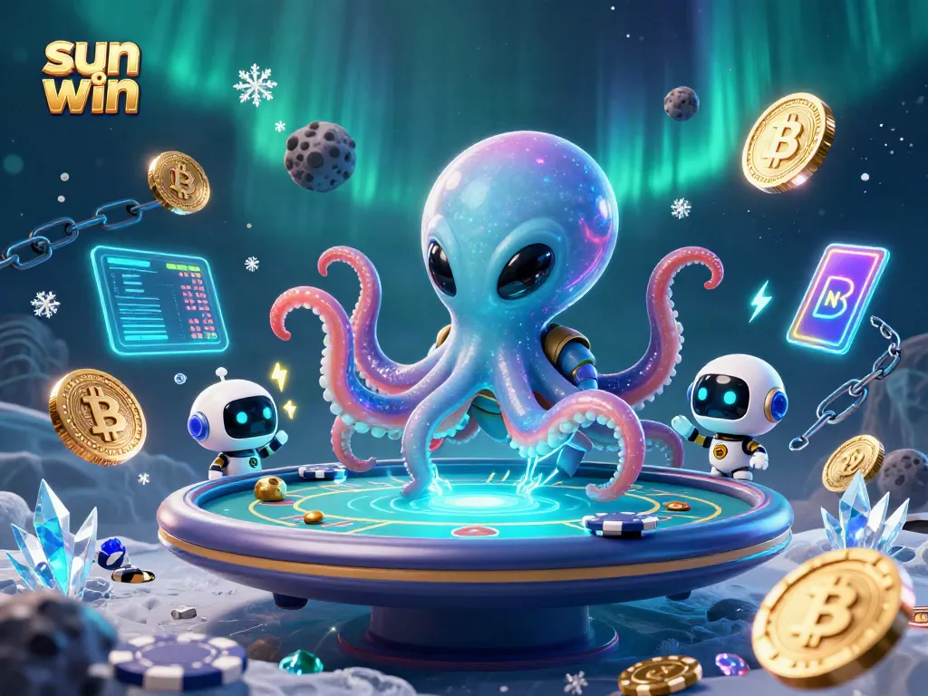 Experience thrilling gameplay at sun win with a lively alien octopus and exciting poker action