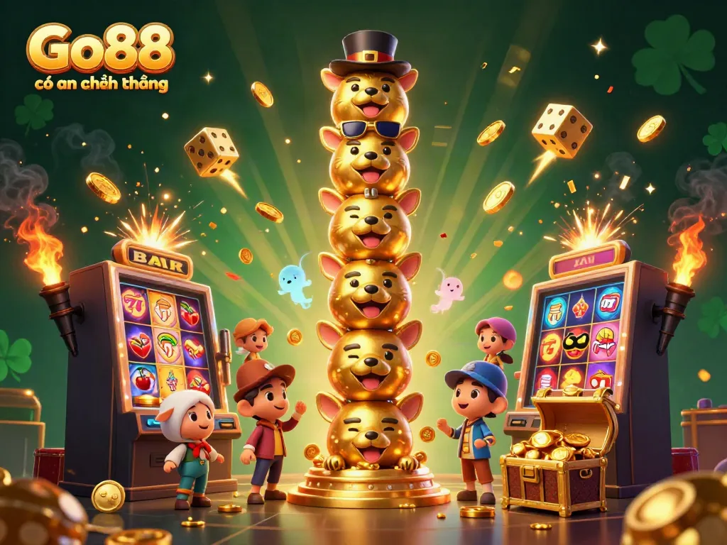 Engaging scene illustrating Go88 có an toàn không concept, featuring dynamic casino elements and characters.