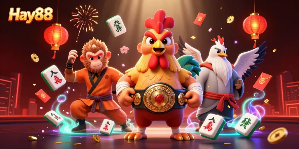 Engage in thrilling gameplay at Hay88, showcasing a vibrant and dynamic 3D casino scene.