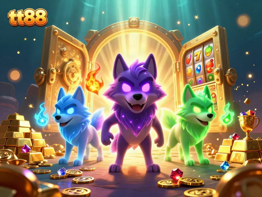 Experience thrilling wins at tt88 with a vibrant 3D scene of slot excitement and treasure
