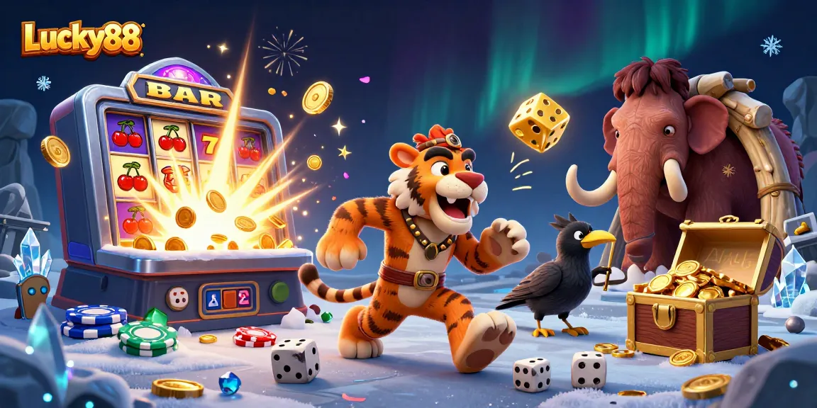 Experience thrilling gameplay at Lucky88, where vibrant casino elements come alive in a dazzling 3D illustration.