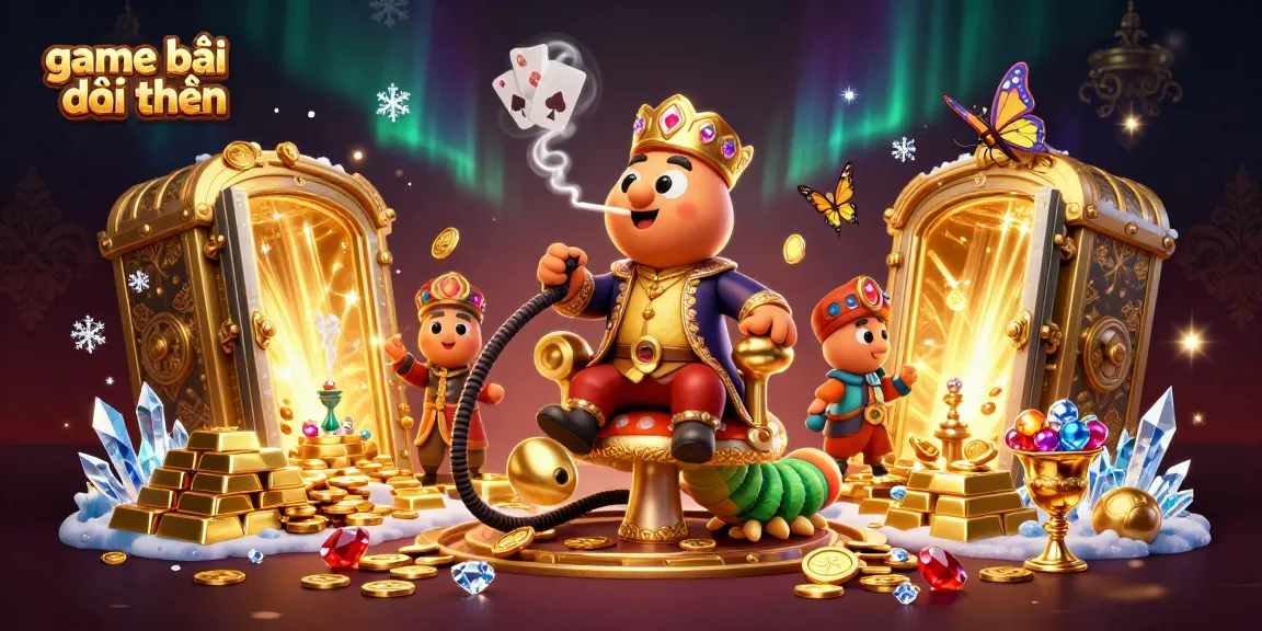 Engage in thrilling game bài đổi thưởng with vibrant graphics featuring an extravagant caterpillar and gold elements.
