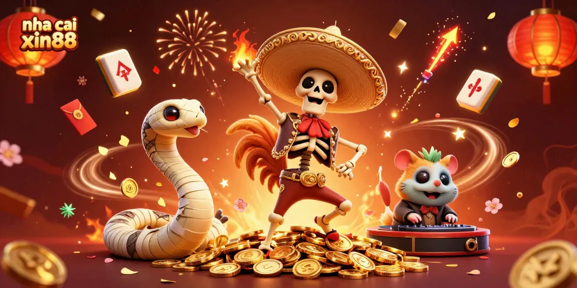 Experience the thrill of nha cai xin88 with a lively 3D casino scene featuring festive characters amidst vibrant gambling elements.