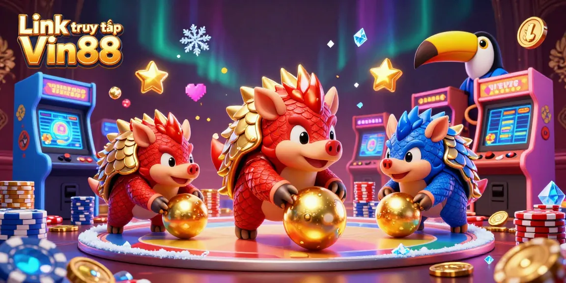 Engage with the action in Link truy cập Vin88 as colorful pangolins roll through casino gameplay.
