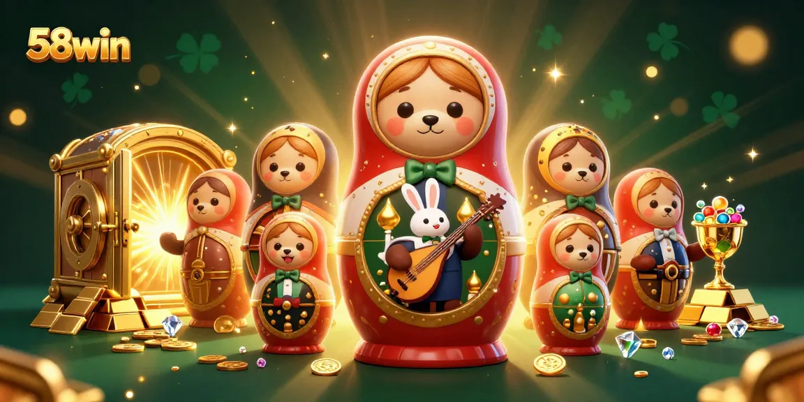 Experience thrilling gameplay in 58win's vibrant casino world with engaging characters and dazzling treasures.