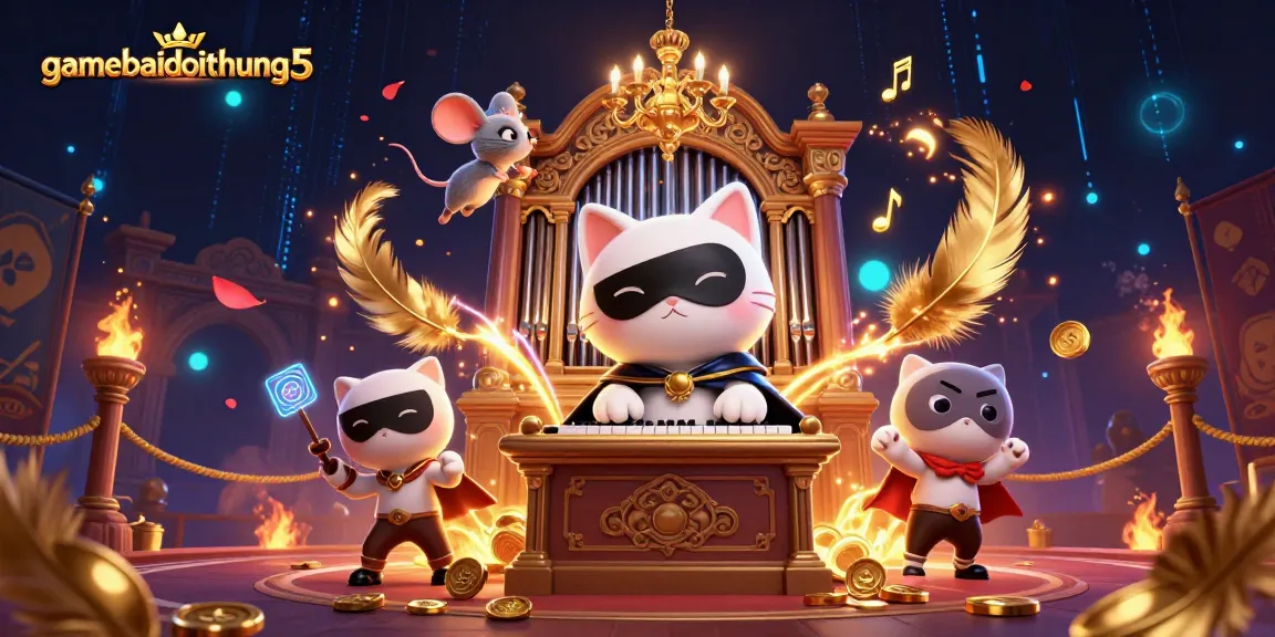 Engage with gamebaidoithuong5's exciting casino action featuring animated characters amidst dynamic gaming elements.