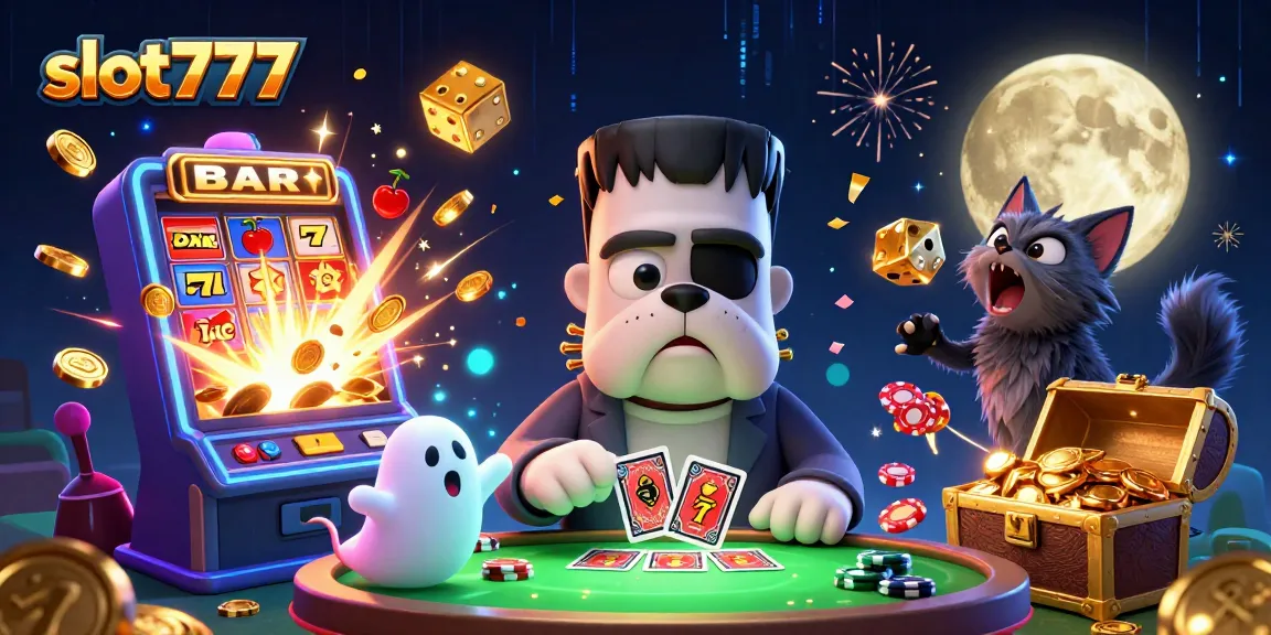 Experience thrilling jackpots with slot777 featuring lively characters and a vibrant casino backdrop.
