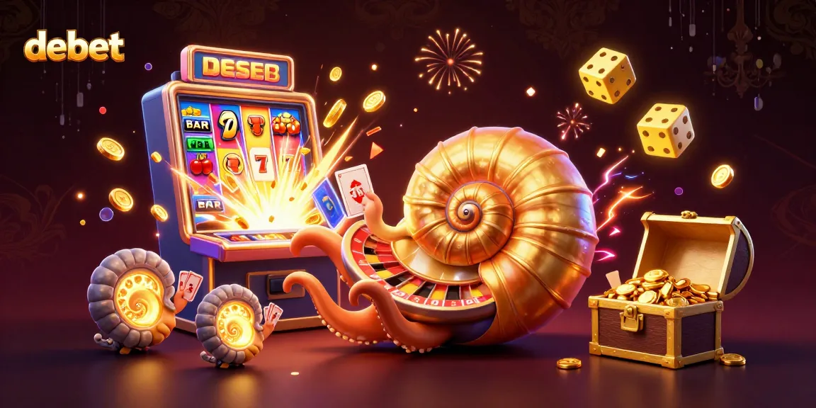 Experience thrilling gaming with debet in a vibrant, dynamic casino scene featuring a majestic nautilus and jackpot excitement.