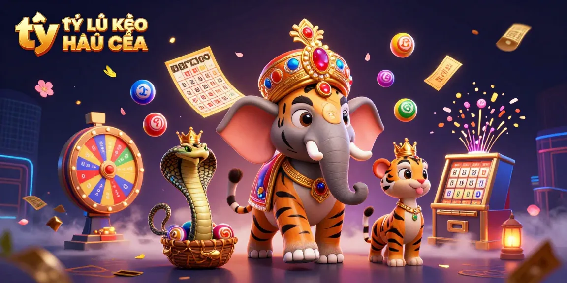 Experience the excitement of tỷ lệ kèo nhà cái as vibrant lottery elements and a majestic maharaja create a thrilling betting atmosphere.