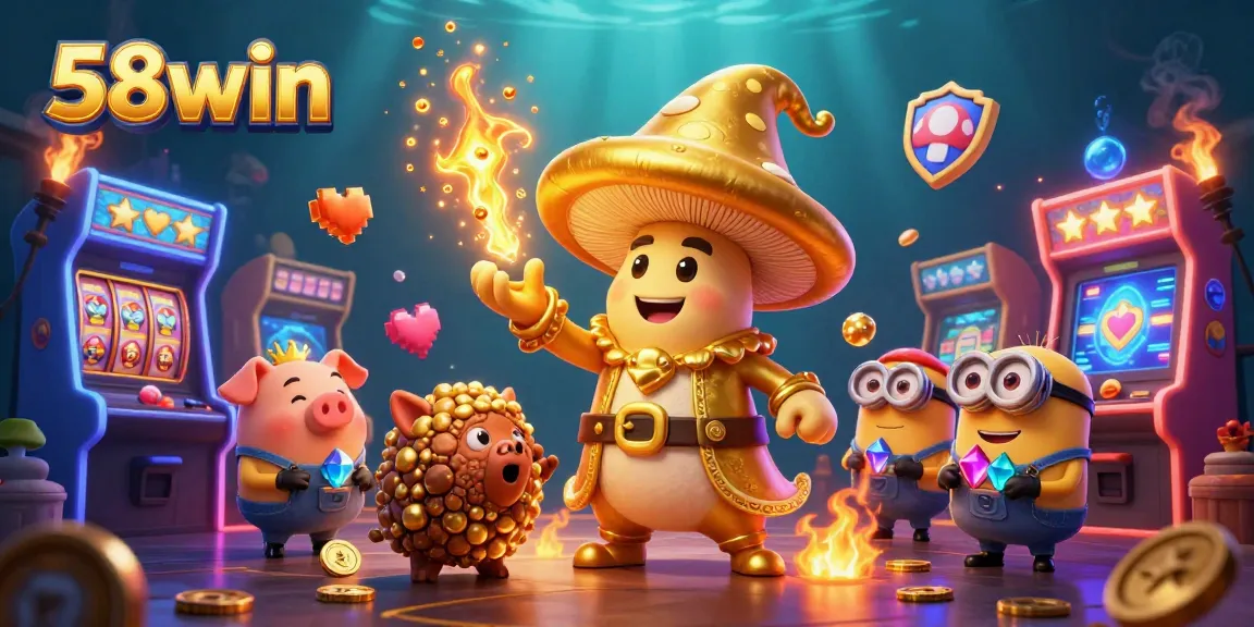 Engage with thrilling games at 58win's vibrant casino atmosphere featuring magical characters and dynamic elements.