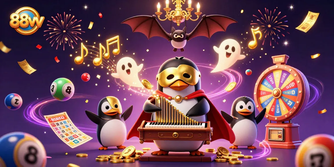 Enjoy the excitement of 88vv with a vibrant 3D casino scene featuring colorful lottery elements.