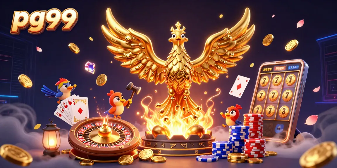 Engage in gaming excitement at pg99 with vibrant golden phoenix and casino elements