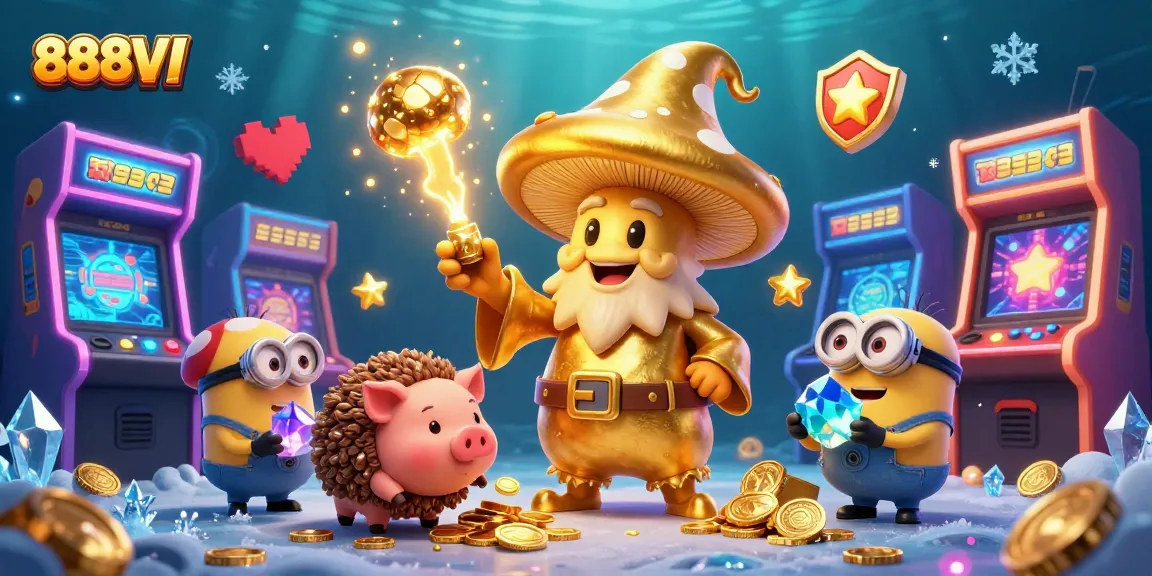 Engage in thrilling games at 888VI's vibrant 3D casino scene filled with magic and treasures.